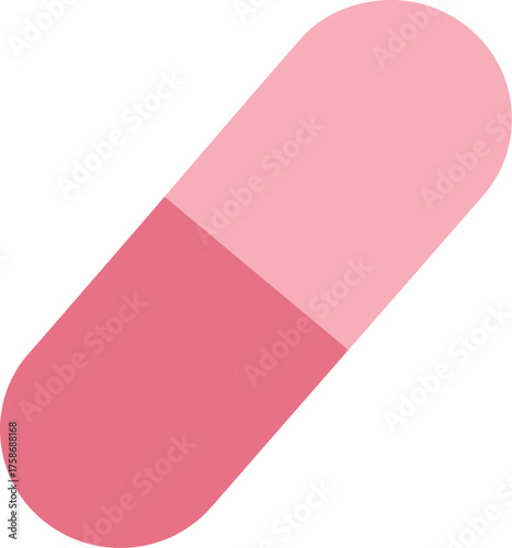Pink medicine capsule isolated simple pharmaceutical healthcare concept vector