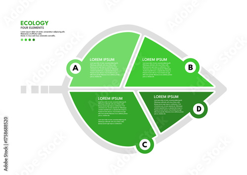 Ecology four elements infographic template, natural process diagram