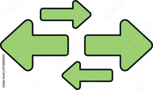 Green arrows direction symbol movement concept vector