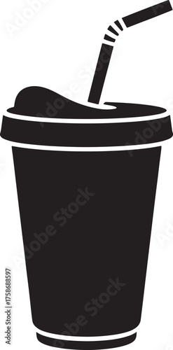 Drink Cup Icon Graphic Beverage Refreshment Minimalist Symbol Isolated Takeout Container Vector