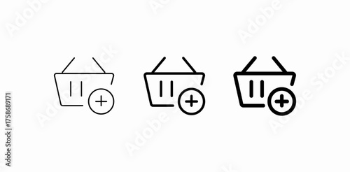 add basket plus icon sign vector