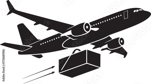 Airplane Suitcase Silhouette Air Transport Logistics Business Trip Luggage Baggage Journey