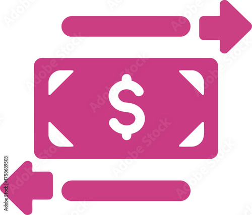 Pink money transfer icon financial transaction concept vector