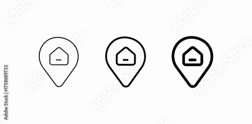 location pin home icon sign vector
