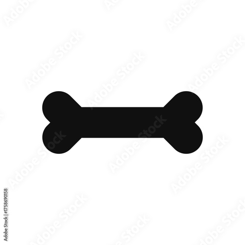 Simple, bold black bone silhouette on a clean white background, perfect for pet care branding and playful designs