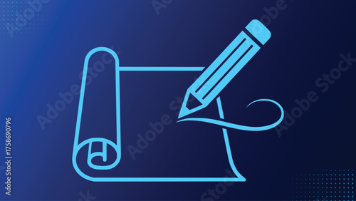 Scroll Paper and Pencil Writing Icon Creative Content Creation Document Graphic