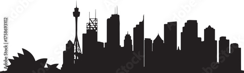 Sydney Skyline Silhouette – Iconic Australian Cityscape with Opera House and Tower"