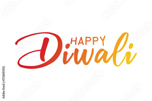 Gradient “Happy Diwali” Typography – Festive Greeting in Red, Orange, and Yellow Cursive Script