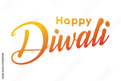 Vibrant calligraphy wishing happy diwali with fiery orange and yellow hues