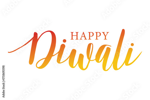 Vibrant happy diwali greeting with gradient colors on a deep blue background