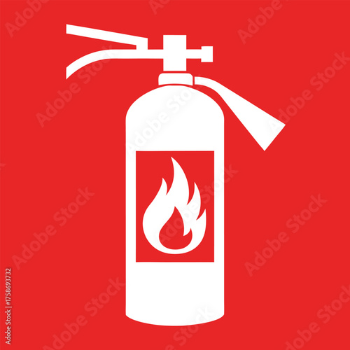 White fire extinguisher flame symbol safety protection