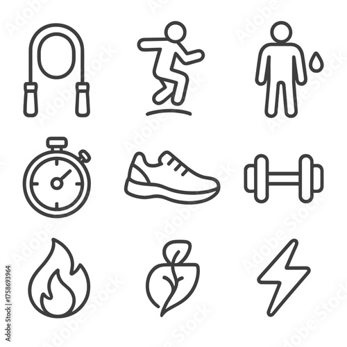 Fitness and wellness: icons for healthy living and active lifestyle