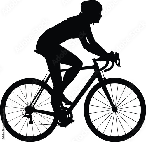 Minimalist black silhouette of a cyclist on a road bike