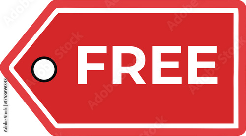 Red tag bold white free text vector