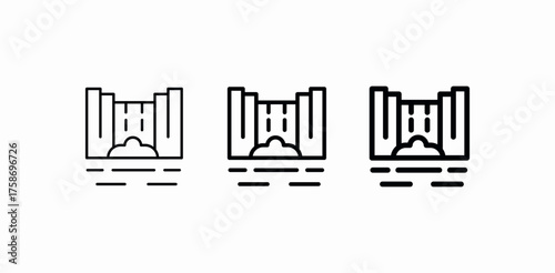 water dam structure icon sign vector