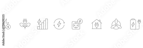 Electric power, renewable energy and eco charging technology concept icon vector illustration