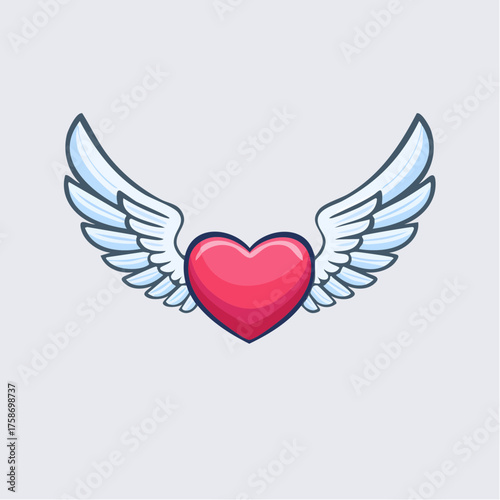 A vibrant red heart with white wings, symbolizing love and freedom.