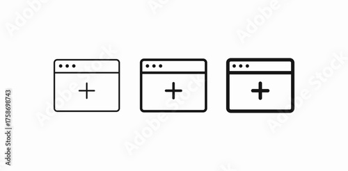 browser window plus new icon sign vector