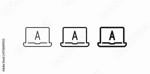 laptop display text icon sign vector