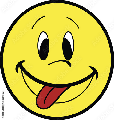 Yellow smiley face winking tongue out vector