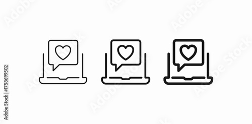 laptop love notification icon sign vector