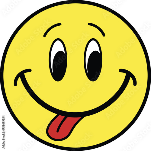 Yellow smiley face winking tongue out vector