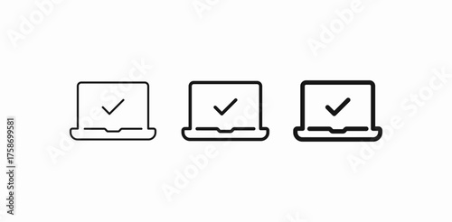 laptop operation complete icon sign vector