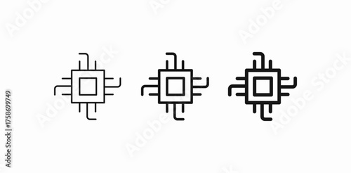 microprocessor chip technology icon sign vector