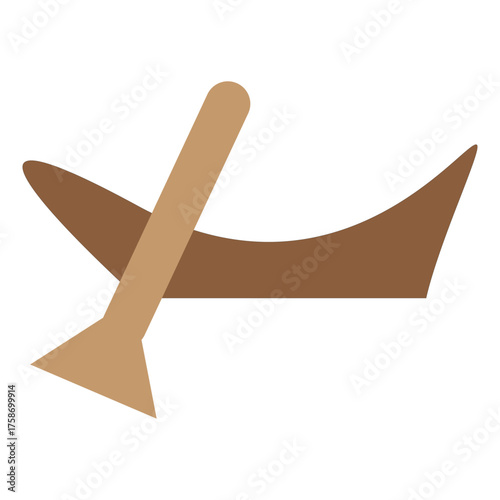 Minimalist Brown Boat with Oar Icon