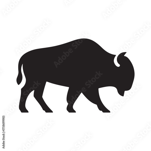 Silhouette of a majestic bison walking profile view iconic american wildlife vector