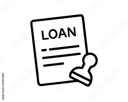 Loan document with stamp, financial approval concept