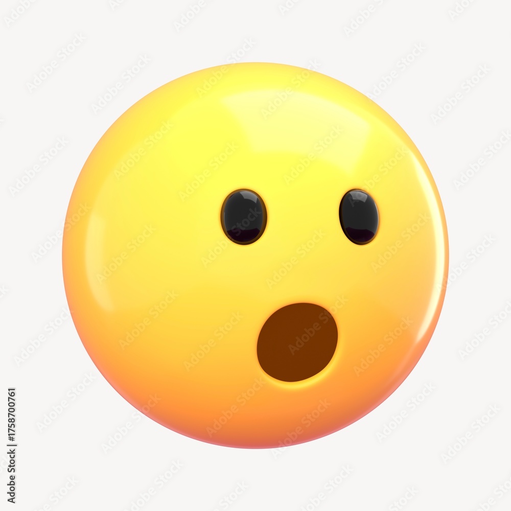 Fototapeta premium Wow face 3D emoticon illustration graphic
