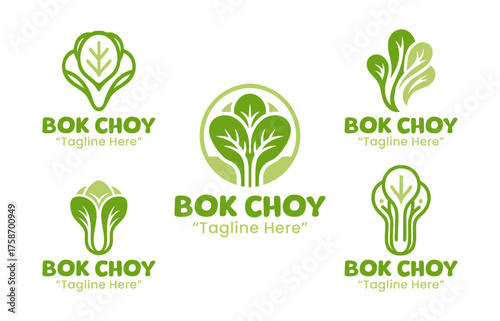 5 Bok Choy Logo Set Fresh and Simple Vegetable Branding Collection