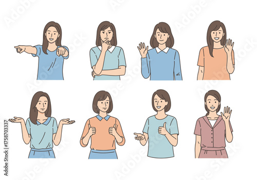 Diverse group of people silhouetted showing gestures and poses
