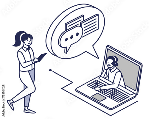 Online communication and support with laptop