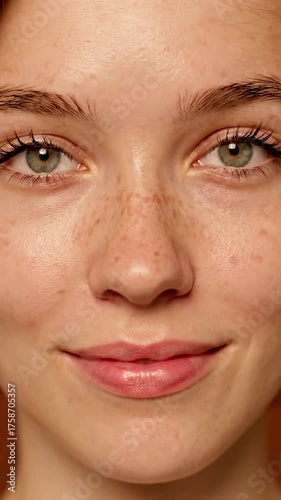 Close up of a young persons face with closed eyes and a gentle smile