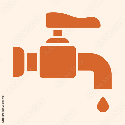Faucet trendy attractive design useful orange creative vector Illustration art colorful background