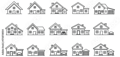 Collection of hand drawn house sketches