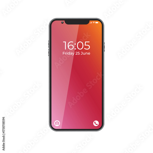  3D Vector Mobile Phone Mockup With Gradient Screen.  Various Vertical Abstract Screensavers For Smartphone. flat design vector illustration.