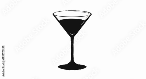 Martini glass silhouette. Glass on a leg filled with a drink. Stemware for martini, vermouth, champagne, spirits, cocktails - cut out vector icon stock illustration