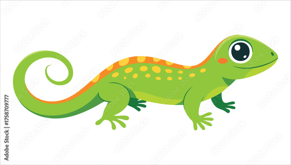 Obraz premium cute salamander character with expressive eyes and smile vector art isolated on white background