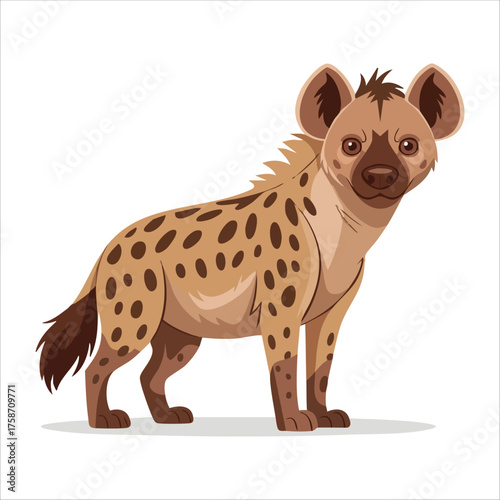 african hyena with characteristic sloping back profile vector art isolated on white background