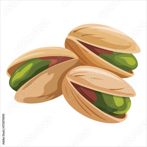 cartoon pistachio mix showing open and closed shells vector art isolated white