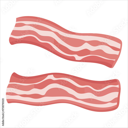 crispy bacon slices with realistic meat vector art isolated white