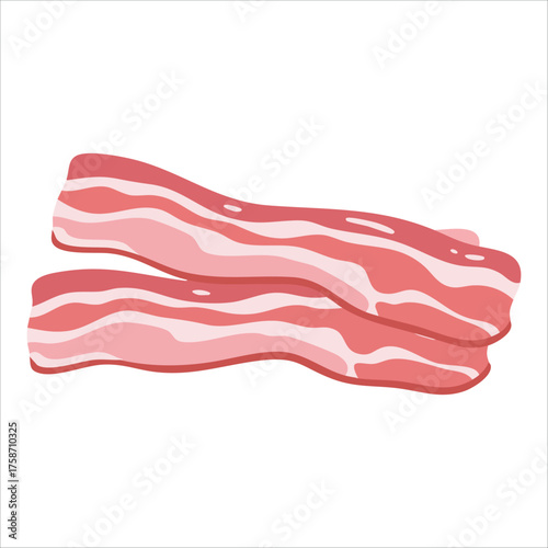 two crispy bacon slices with realistic meat vector art isolated white
