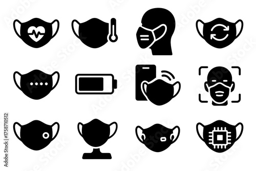 Rate connectivity mask data vector heart sensor smart icon syncing mannequin