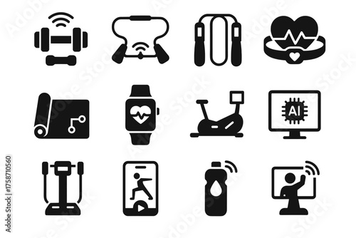 Icon coach tech vector home scanner stretching workout reminder fitness resistance smart