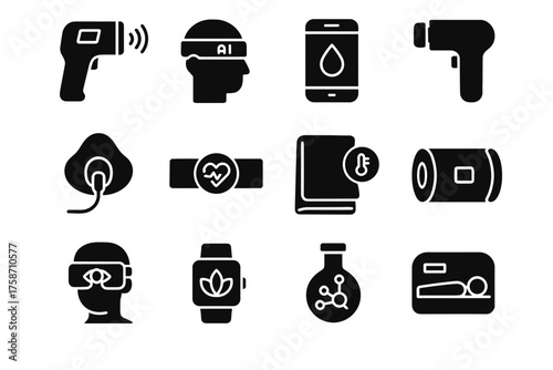 Recovery therapy blanket smart icons icon monitor vector chamber biometric detection app
