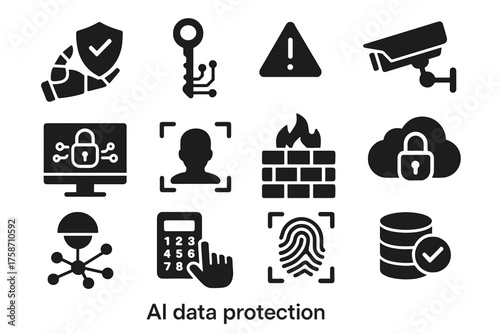 Ai alert shield integrity encryption smart authentication vector control security icon key