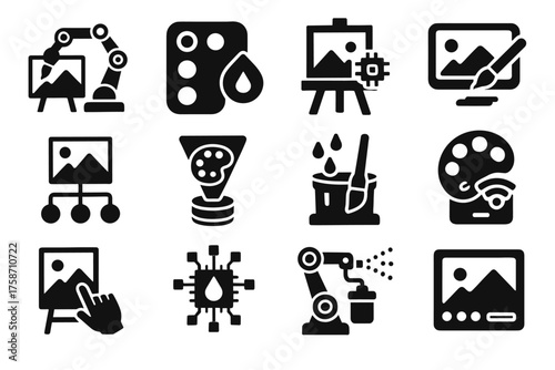 Cleaner interface icon vector smart tray art ai frame robotic tools easel